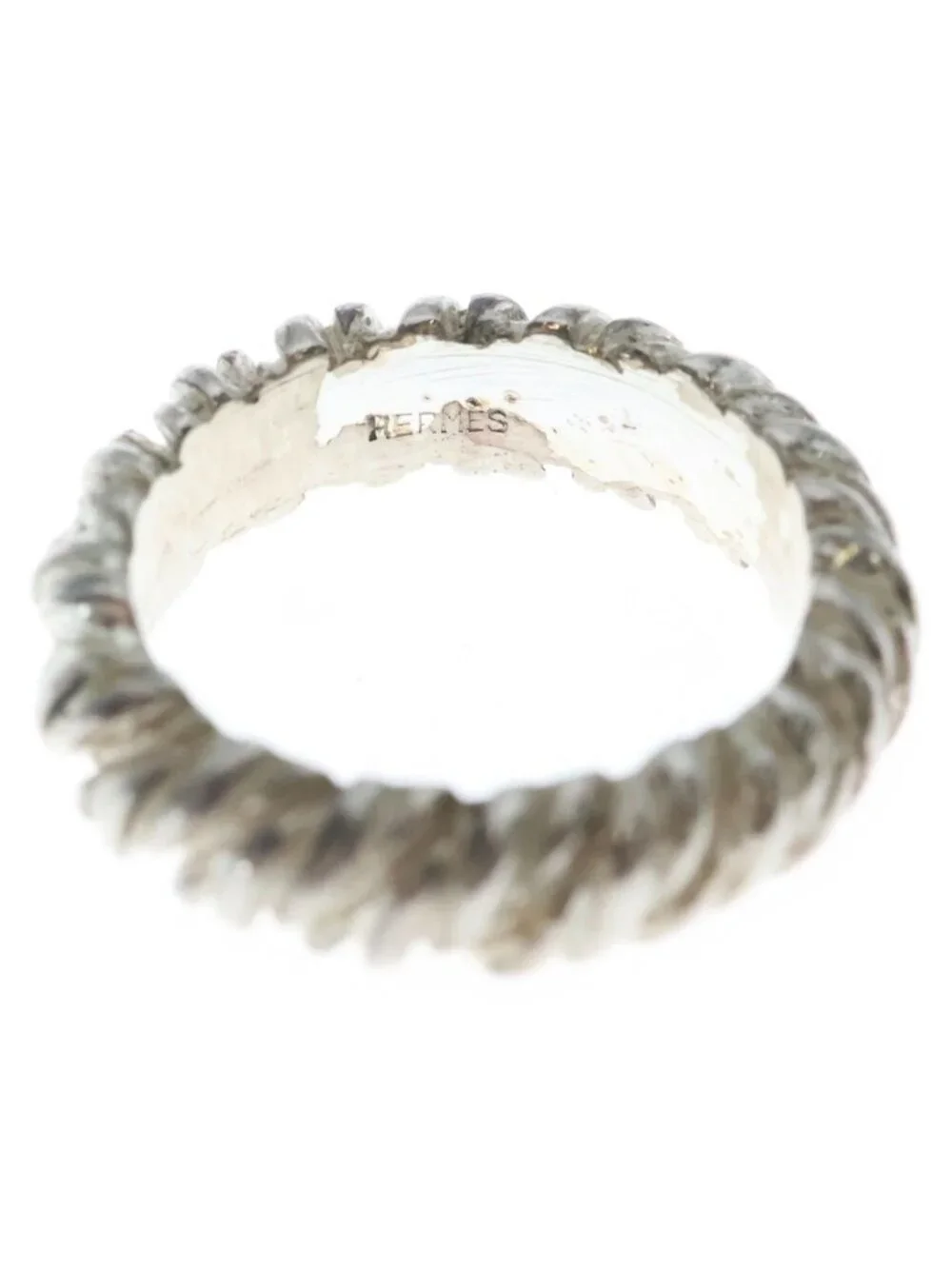 Hermes Vintage Twist Rope Motif Ring Silver